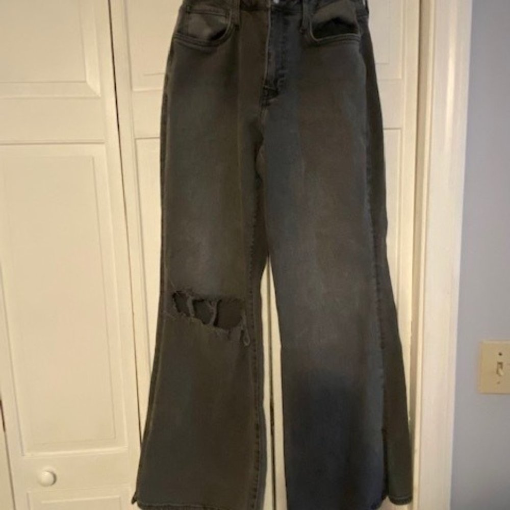flare ripped black jeans
